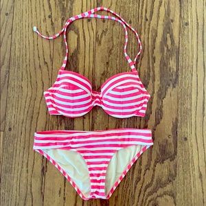 Pink Striped J. Crew Bikini Size Small